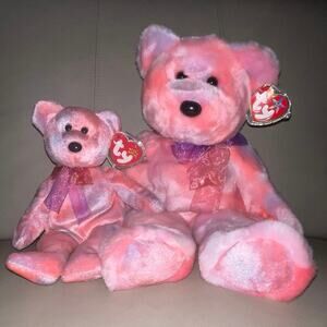 Ty Beanie Baby & Buddy Set Clubby V 5th Anniversary Bears (2002) -Tag protectors